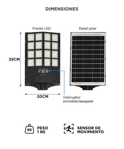 Reflector Solar Para Calles Gadnic Lámpara Luz 192 Led 5730 SMD 6V 9W Batería 6Ah Cobertura 200 M2 ABS - 5