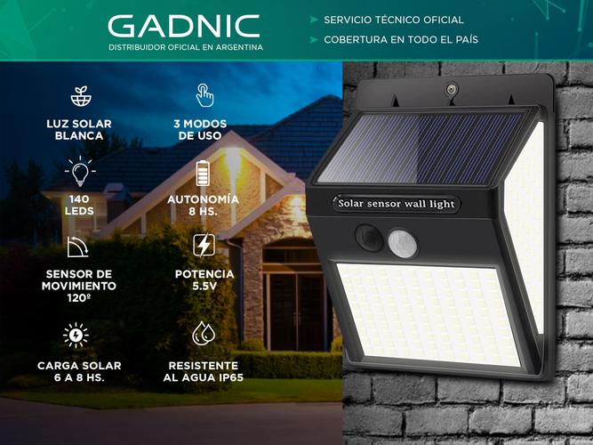 Luz LED Solar Para Exteriores Gadnic DLDS13 Impermeable IP65 - 1
