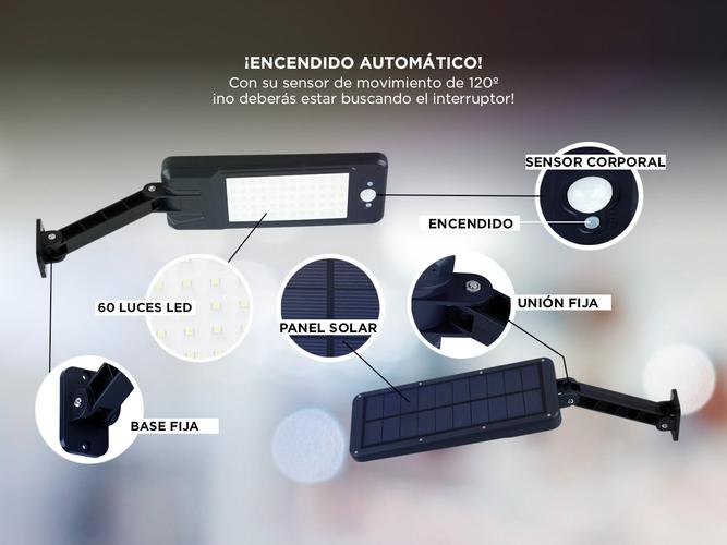 Reflector Led Solar Gadnic de Pared Con Sensor  - 2