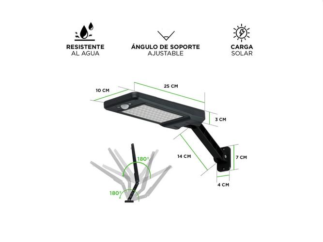 Reflector Led Solar Gadnic de Pared Con Sensor  - 5