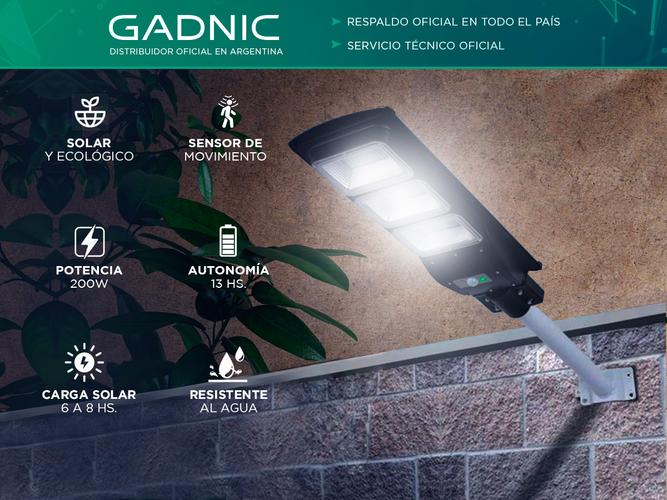 Reflector Solar Led 200W Gadnic S-LIGHT9 Sensor De Movimiento Exterior - 1