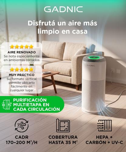 Purificador De Aire Gadnic H13 HEPA Carbon Activado UV C Anionizador 18W CADR 170 A 200m3h Hasta 35m2 - 1
