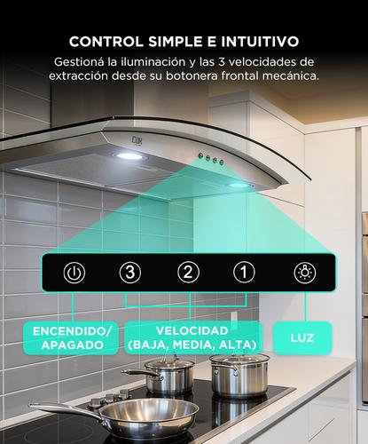 Campana Extractora De Cocina Cuk By Gadnic CSSV 230W 3 Velocidades Luces LED - 2