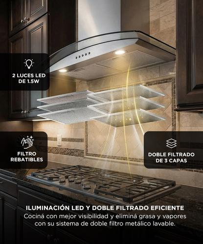 Campana Extractora De Cocina Cuk By Gadnic CSSV 230W 3 Velocidades Luces LED - 3
