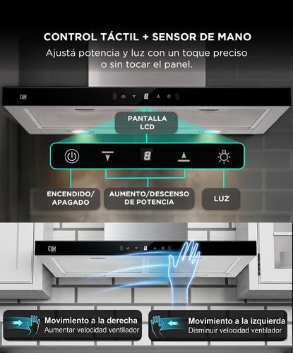 Campana Extractora De Cocina Cuk By Gadnic SIL 230W Control Táctil  Sensor de Mano Luces LED - 2