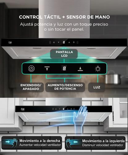 Campana Extractora De Cocina Cuk By Gadnic SIL 230W Control Táctil  Sensor de Mano Luces LED - 2