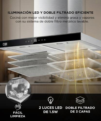 Campana Extractora De Cocina Cuk By Gadnic SIL 230W Control Táctil  Sensor de Mano Luces LED - 3