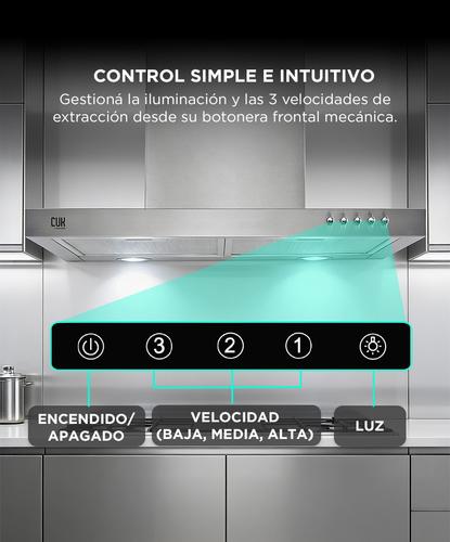 Campana Extractora de Cocina Cuk By Gadnic SIL 65W Botonera Frontal 3 Velocidades Luces LED - 2