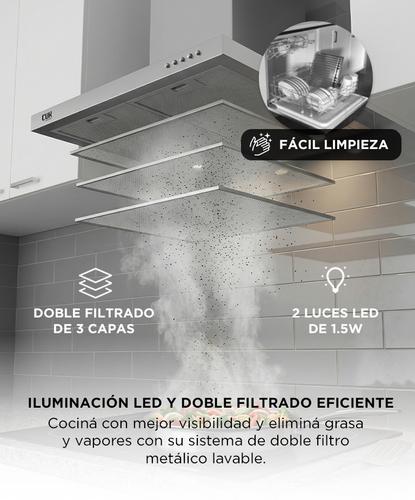 Campana Extractora de Cocina Cuk By Gadnic SIL 65W Botonera Frontal 3 Velocidades Luces LED - 3