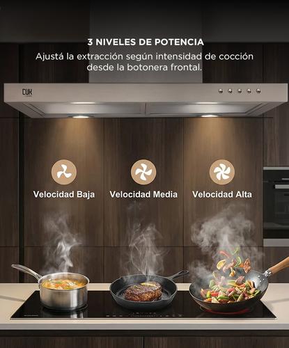 Campana Extractora de Cocina Cuk By Gadnic SIL 65W Botonera Frontal 3 Velocidades Luces LED - 4