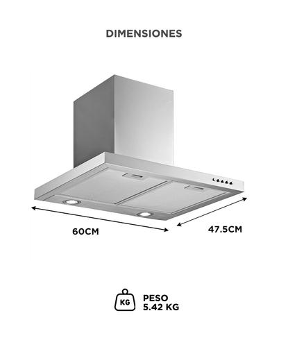 Campana Extractora de Cocina Cuk By Gadnic SIL 65W Botonera Frontal 3 Velocidades Luces LED - 5