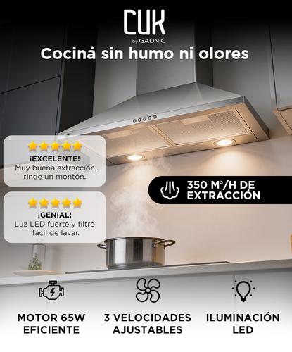 Campana Extractora de Cocina Cuk By Gadnic 65W 3 Velocidades Luces LED Acero Inoxidable 430 - 1