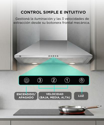 Campana Extractora de Cocina Cuk By Gadnic 65W 3 Velocidades Luces LED Acero Inoxidable 430 - 2