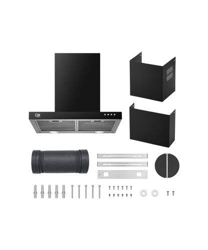 Campana Extractora CUK By Gadnic 60 cm 130W Caudal 500 m3h Acero Laminado Pintura Negra 3 Velocidades Luz LED Dual Filtros Aluminio 3 Capas Salida 150 mm Conducto Incluido  - 6