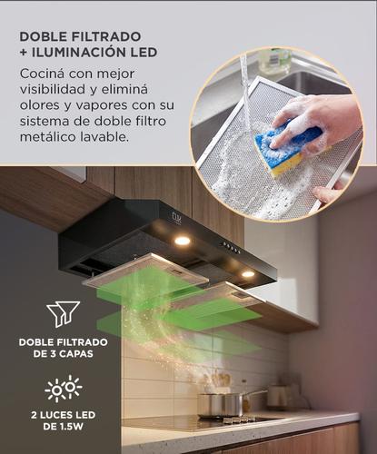 Extractor De Cocina Cuk By Gadnic EXT11971 100W Doble Filtro Aluminio 2 Luces LED Negro - 3