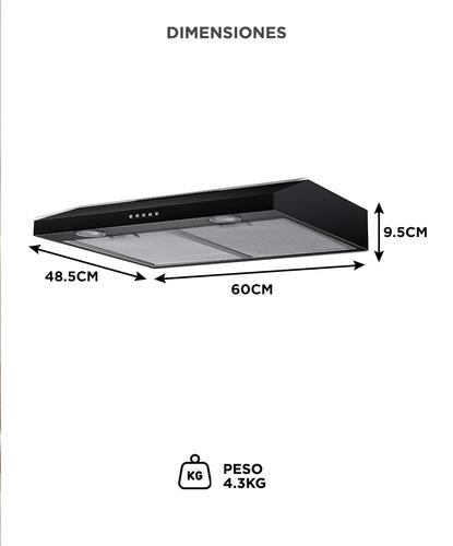 Extractor De Cocina Cuk By Gadnic EXT11971 100W Doble Filtro Aluminio 2 Luces LED Negro - 5