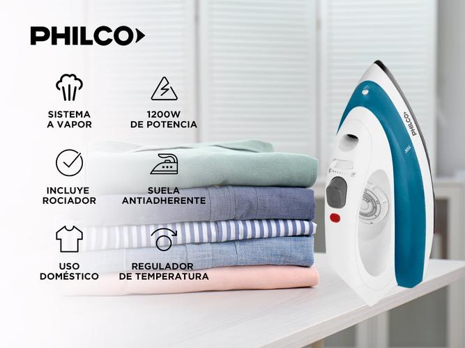 Plancha A Vapor Philco 1200W Antiadherente Rociador PVP1117N  - 1