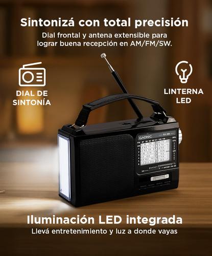 Radio Portatil BT GADNIC Inalámbrica AM/FM Con Linterna   - 3