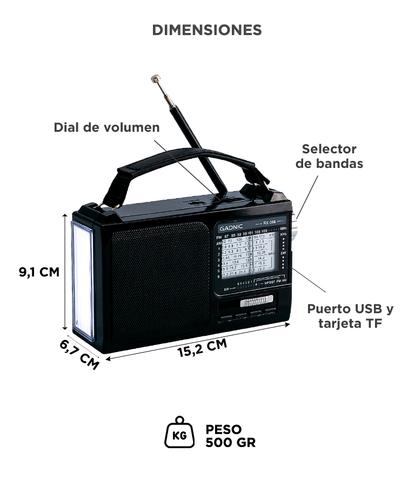 Radio Portatil BT GADNIC Inalámbrica AM/FM Con Linterna   - 4