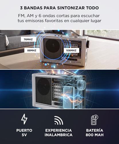 Radio Portatil Gadnic FM AM Vintage Recargable USB BT TF Bateria 800 mAh Altavoz 3 W - 2