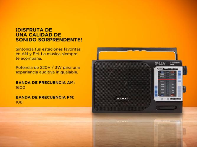 Radio Portatil Winco AM/FM W1231 Pilas y Electrica Manija  - 3