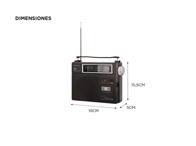 Radio Portátil Dual 4 Bandas Winco W2004 AM FM - 4