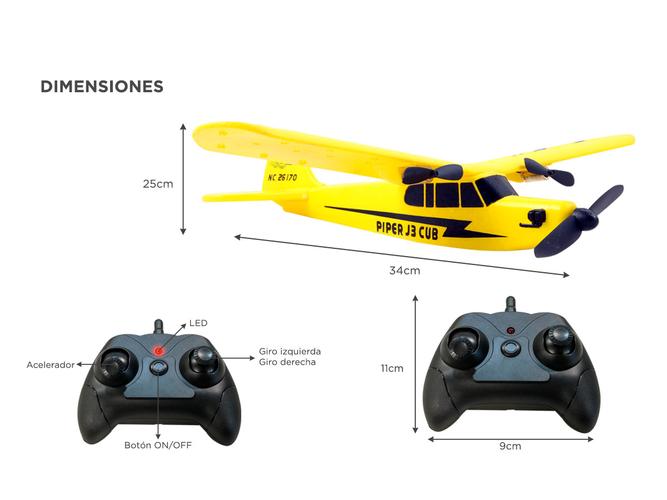 Avion A Radio Control Remoto Rc Piper J3 2.4Ghz Ideal para Aprender - 5