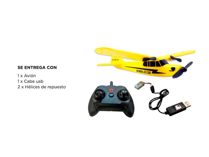 Avion A Radio Control Remoto Rc Piper J3 2.4Ghz Ideal para Aprender - 6