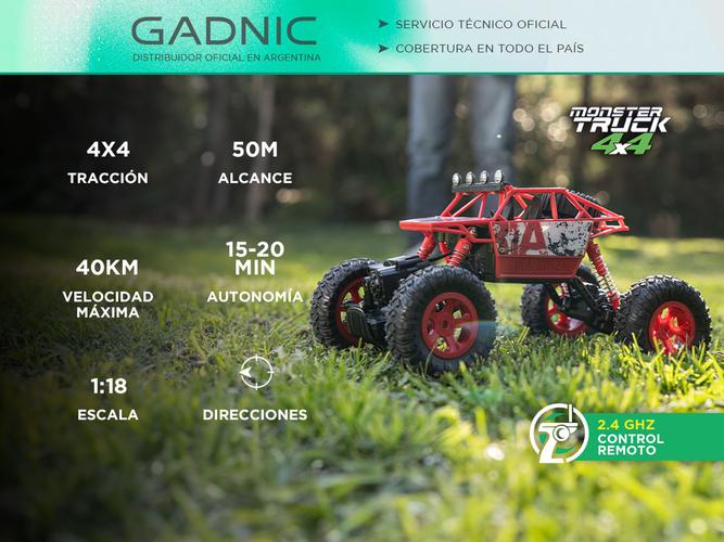 Auto a Control Remoto Gadnic Camioneta 4x4 40kmh 118 50mt Alcance Suspensión Outlet - 1