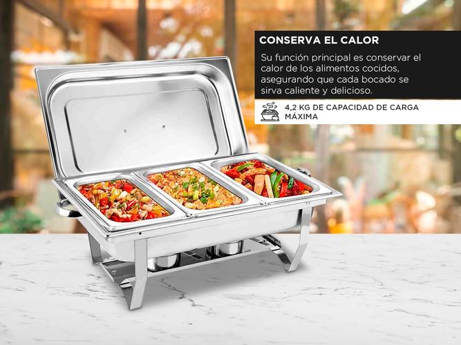 Buffetera Mantenedor Comidas Chafing Cuk by Gadnic 3 Bandejas - 2