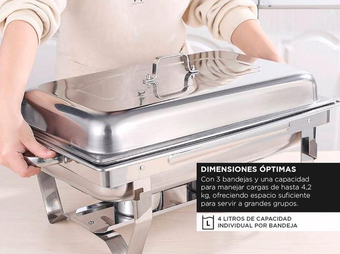 Buffetera Mantenedor Comidas Chafing Cuk by Gadnic 3 Bandejas - 4