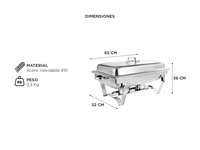 Buffetera Mantenedor Comidas Chafing Cuk by Gadnic 3 Bandejas - 5