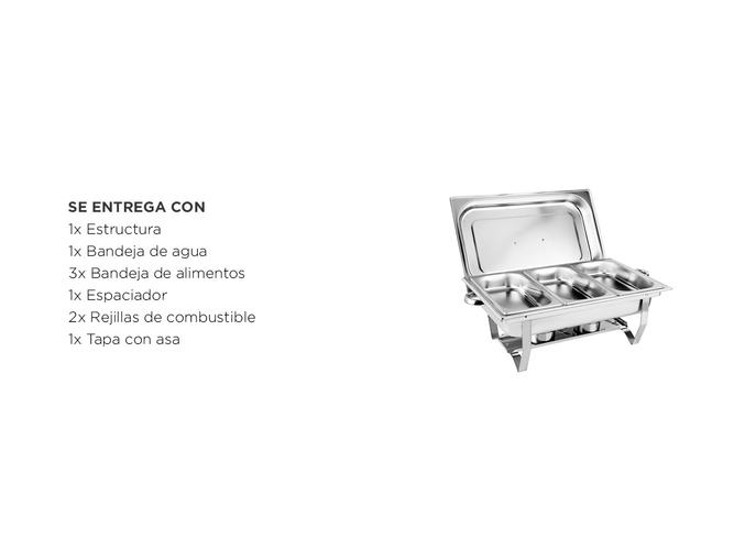 Buffetera Mantenedor Comidas Chafing Cuk by Gadnic 3 Bandejas - 6