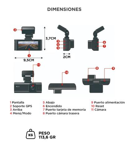 Dashcam RedTiger F7N Tactil 4K Camara trasera 318 Control por Voz GPS Visión Nocturna 128gb - 5
