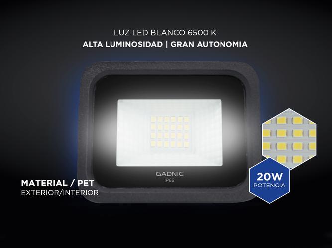 Kit x10 Reflector Led Blanco 20W Exteriores/Interiores Portatil  - 3