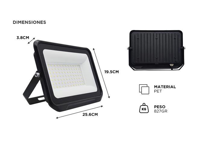 Reflector Led Blanco 100W Exteriores Alta Potencia - 4