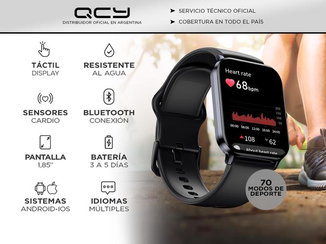 Smartwatch QCY GTC Pantalla 1.85 Con Control De Salud - 1