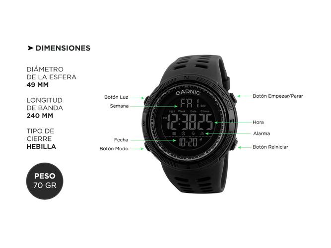 Reloj de Hombre Digital RM50F22 Gadnic Deportivo Malla Silicona  - 5