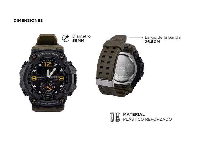 Reloj Digital Gadnic RM80F23 Hombres Sumergible Alarma Cronometro Display LED - 5