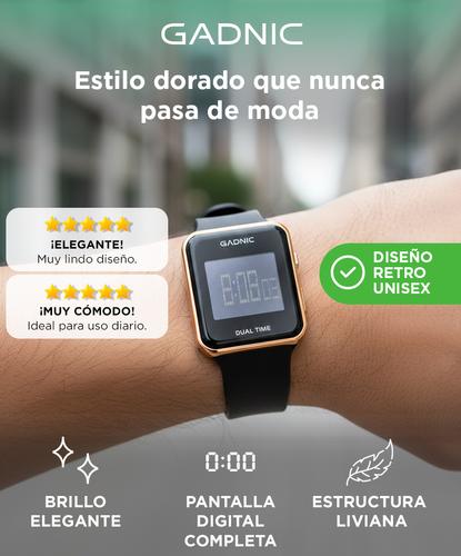 Reloj Digital Gadnic Unisex Gold 12Hs 24Hs Resistencia 3 ATM 36 mm - 1