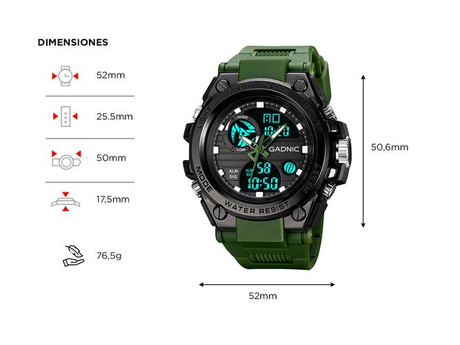 Reloj De Hombre Analogico Digital Gadnic Multifuncional Impermeable  - 5