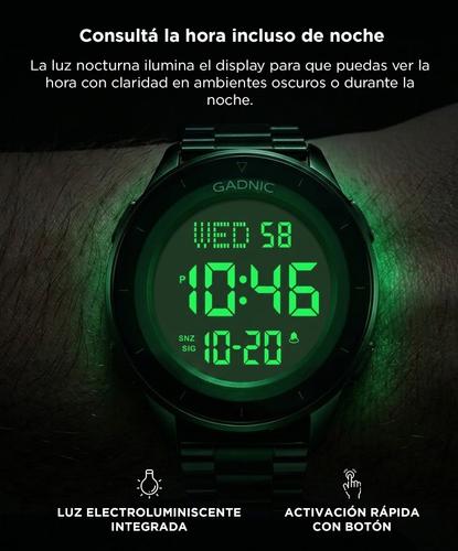 Reloj Digital Gadnic RELF2 Malla Aluminio Luz Electroluminiscente Nocturna - 4