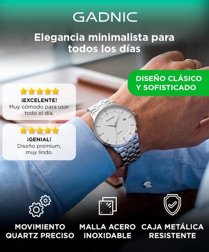 Reloj Analógico Gadnic RELF5 Pulsera Malla Metálica Acero Inoxidable Calendario - 1