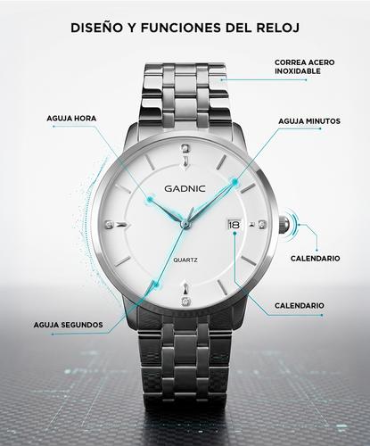 Reloj Analógico Gadnic RELF5 Pulsera Malla Metálica Acero Inoxidable Calendario - 3