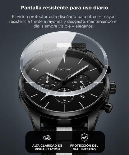 Reloj Analógico Gadnic RELF8 Malla Nailon Blanco y Negro Cronómetro Minutos Horas  - 2