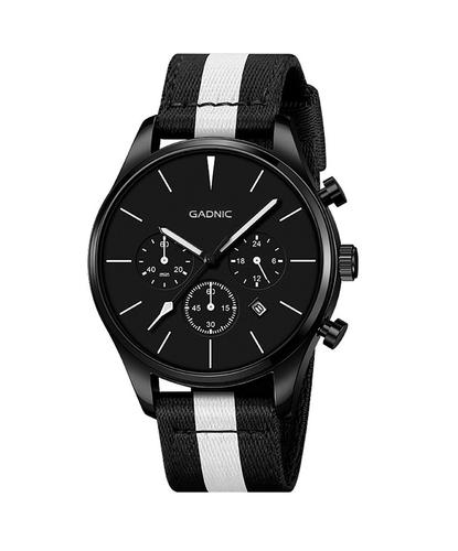 Reloj Analógico Gadnic RELF8 Malla Nailon Blanco y Negro Cronómetro Minutos Horas  - 5