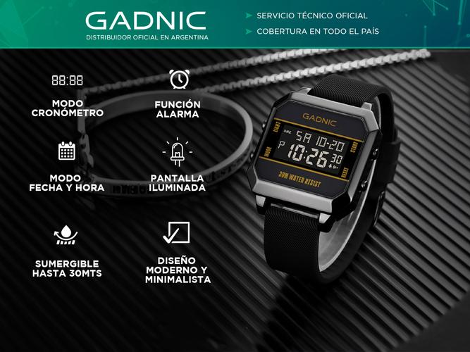 Reloj Deportivo Digital Gadnic Cuadrado Resistente Al Agua - 1