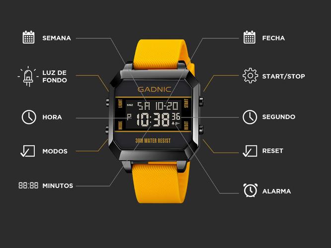 Reloj Deportivo Digital Gadnic Cuadrado Resistente Al Agua - 2