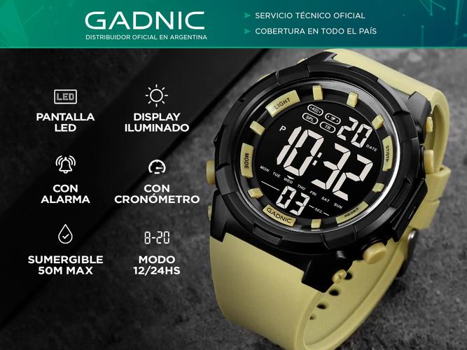Reloj Digital Gadnic Sumergible Alarma Cronometro - 1