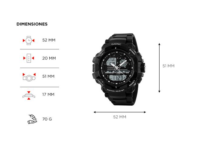 Reloj Militar Gadnic Analógico y Digital - 3